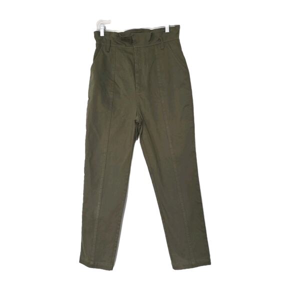 High Rise Tapered Pants Womens M/28 Waist Olive Green Boho Retro Army Y2K - Picture 1 of 9
